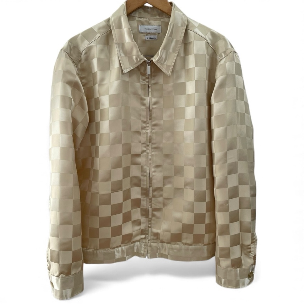 Urban Outfitters Satin Checkered Women’s Jacket Sz Large Vintage Y2K Windbreaker